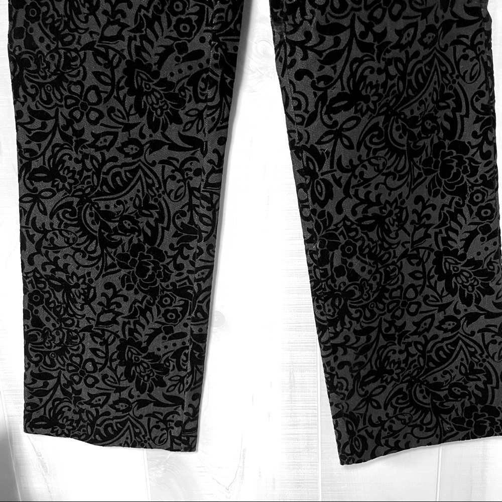 Talbots Black Brocade Velvet Floral Cotton Pants Sz 10 - Picture 4 of 4